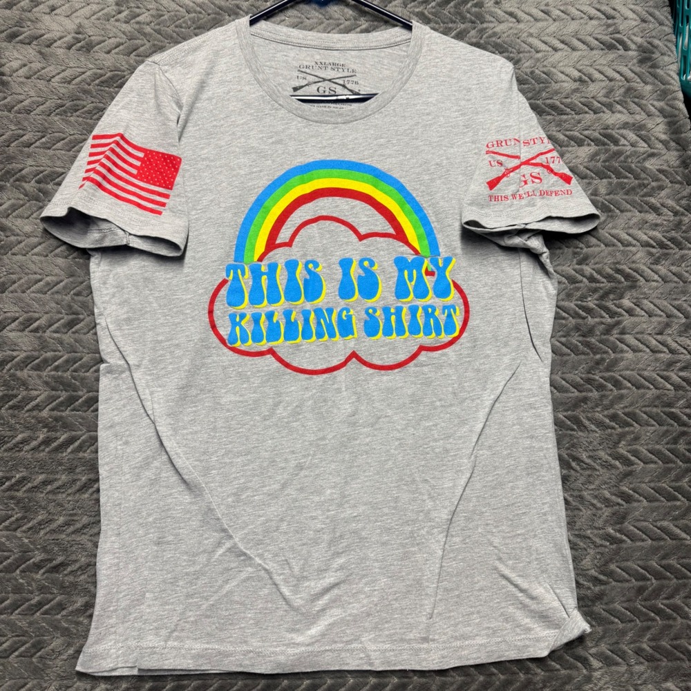 Grunt Style T-Shirt XXL Gray Excellent This Is My Killing Shirt Rainbow (1643)